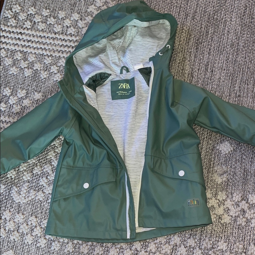Zara Green Kids Raincoat with Hood